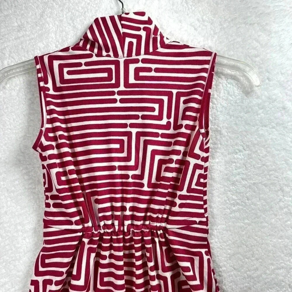 Vfish Designs Geometric Print Dress S High Neck Collar V Neck Minimalistic NWT - Picture 10 of 15